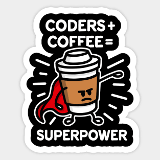 Coders + coffee = superpower (superhero) dark Sticker